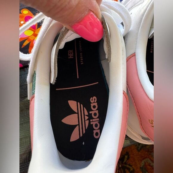 ADIDAS Stan-Smith sneaker, glory pink & metallic gold EUC SZ 6.5 - Picture 7 of 9